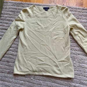 Ann Taylor 100% cashmere v-neck sweater, almond color